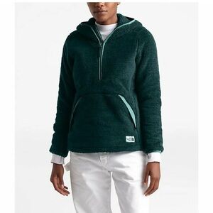 The North Face Campshire Sherpa Pullover Hoodie. Green/Blue. Size Large